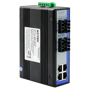 UOTEK 4 Ports 10/100M RJ45 2 Layer Unmanaged Industrial Ethernet Switch 4 Fiber SC DIN-Rail UT-60008F-4T4SC-MNF