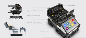 Sendun SD-9 6-Motor Auto Core Alignment Fiber Fusion Splicer 5s Fast Splicing 11s Heating VFL Power Meter Integrated Toolbox