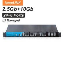 Load image into Gallery viewer, KeepLiNK 30-Port L3 Managed Network Switch with 24x 2.5G RJ45+ 6x 10G SFP 240G Switching 178.56Mpps KP-9000-30XHM-X6-ACR
