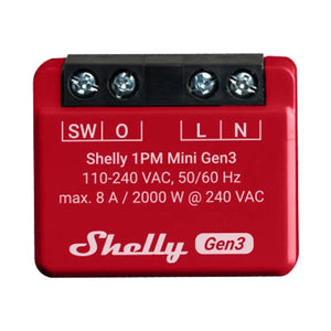 Shelly Smart Mini Wi-Fi Relay With Power Metering, 1 Channel, 8A