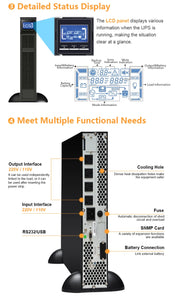 CW UPS 3kva 2400w Single Phase Online Network Ups for Data Center Rack Mounted Ups For Server Rack 410*438*88mm, 14.2kg