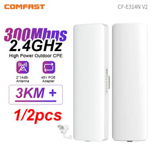 Load image into Gallery viewer, COMFAST CF-E315N 300Mbps Outdoor Wifi Repeater Wireless Bridge 2.4G Wifi CPE Bridge Long Range Extender Access Point 3-5KM
