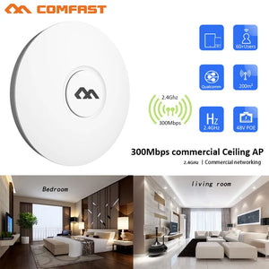 COMFAST CF-E320V2 300M WiFi Ceiling Wireless AP 802.11b/g/n QCA9533 Enterprise Wifi System AP 48V PoE OPEN DDWRT Access Point