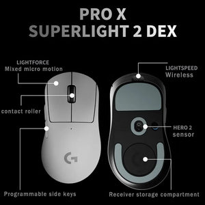 Logitech (G) PRO X SUPERLIGHT 2 DEX Wireless Gaming Mouse GPW4 Hawkeye Programmable Side Keys Bluetooth gaming mouse