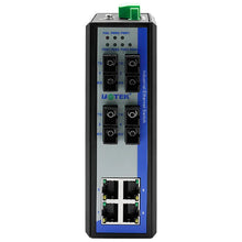 Load image into Gallery viewer, UOTEK 4 Ports 10/100M RJ45 2 Layer Unmanaged Industrial Ethernet Switch 4 Fiber SC DIN-Rail UT-60008F-4T4SC-MNF
