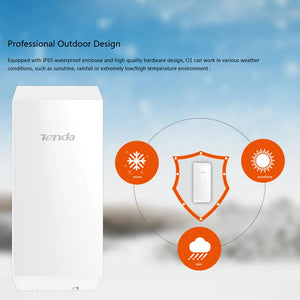 1 Pair Tenda O1 2.4GHz Outdoor CPE 300Mbps 0.5KM Wireless Range Point to Point Adapter with 8dBi Directional Antenna