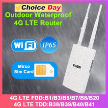 Load image into Gallery viewer, KuWFi Waterproof Outdoor 300Mbps WiFi Router CAT4 4G LTE Routers 3G/4G SIM Card Router Modem for IP Camera/Outside WiFi Coverage
