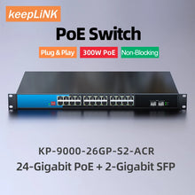 Load image into Gallery viewer, KeepLiNK 26-Port Gigabit Switch with 24x PoE Ports and 2x SFP Uplink with 52G Switching KP-9000-26GP-S2-ACR

