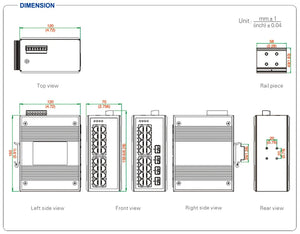 UOTEK 16 Ports 10/100/1000M RJ45 2 Layer Unmanaged Industrial Ethernet Switch DIN-Rail UT-60020G-16GT-BNF