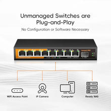 Load image into Gallery viewer, KeepLiNK 8-Port 2.5Gbps Ethernet Network with 1-10Gb SFP+ Unmanaged Plug and Play MDX/MDIX 12VDC Voltage VLAN KP-9000-9XH-X
