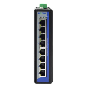 UOTEK 100M 8 Ports DIN-rail 2L Unmanaged Industrial Ethernet Network Switch, Auto 10/100Mbps, 8x 10/100BaseT (X), 12-48 VDC, UT-6408W