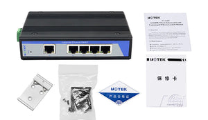 UOTEK Industrial Grade 100M 5 Ports Unmanaged Ethernet Switch DIN-rail without Power, 5x10/100Base-T(X) ports, Auto MDI/MDI-X, UT-6405