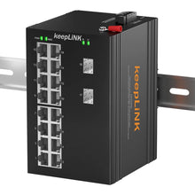 Load image into Gallery viewer, keepLINK Gigabit Industrial Switch 16 RJ45 Port 2 SFP Slots 100M 1000M POE /POE+ Ethernet Switch Non-management
