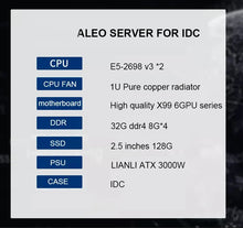 Load image into Gallery viewer, High quality ALEO server case X98 X99 E5 IDC Data Center for Aleo home CPU 2696 2698 2699 v4 GPU RTX 3060 3070 3080 Gold psu 3000W
