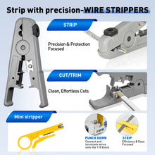 Load image into Gallery viewer, ZoeRax 9 in 1 RJ45 Crimper Tool Kit with Wire Tester/Tracker,Crimping Tool,CAT6 Connector,Cover,Punch Down Tool,Stripper,Cutter
