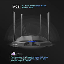 Load image into Gallery viewer, Global Version Tenda AC6 WiFi Router AC1200 5Ghz High Speed Wireless Internet MU-MIMO Beamforming Long Range WiFi Coverage
