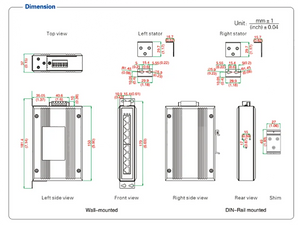 UOTEK 10/100/1000M 8 Ports RJ45 Network Unmanaged Industrial Ethernet Switch DIN-Rail, 8*Gigabit RJ45, 10/100/1000Base-T, UT-6408G