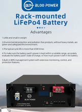 Load image into Gallery viewer, UPS BP-HP-5KWH-B Rackmount Storage Battery 48V 100AH for Data Center LiFePo4, 5~10 kWh, Dimension (L*W*H): L480mm*W450*H176mm, 45KG
