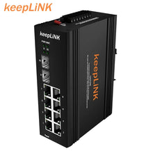 Load image into Gallery viewer, keepLiNK 10/100/1000m 10 Ports Managed PoE Industrial Ethernet Switch IP40 2 Fiber Ports 8 RJ45 Port Network Switch for CCTV Camera
