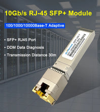 Load image into Gallery viewer, 10Gb SFP to RJ45 Transceiver Module SFP-10G-T 10GBase-TX RJ45 Copper 30m Cisco/Mikrotik/Netgear/TP-Link Fiber Optical Switch
