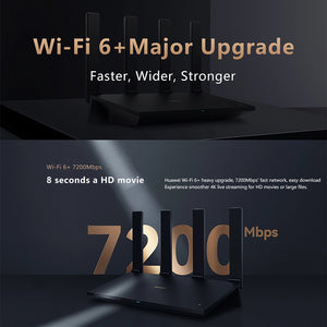Huawei WiFi AX6 Dual Band WiFi 6+ Router, 7200 Mbps, 4k QAM, 8 Channel Signal, 2.4G and 5G, Wireless / Wired, Wi-Fi 802.11g, QoS