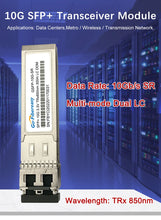 Load image into Gallery viewer, 10Gb SFP Module Multimode 10GBASE-SR 850nm Dual LC Compatible with Ubiquiti/Mikrotik/Cisco SFP-10G-SR Fiber Optical Transceiver
