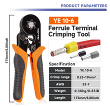 Load image into Gallery viewer, Crimping Pliers Set Toolkit Ferrule Pin Terminal Connectors Mini Adjustable Ratchet Electricians Hexagonal Toolbox Kit YE 10-6
