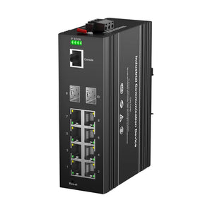 Bullscom Industrial 8-Port Gigabit PoE+ Switch 240W Budget, 2 SFP Managed DIN-Rail IP40 -40°C to 75°C, IEEE802.3af/at