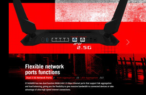 Asus GT-AX6000 ROG Rapture Gaming Wi-Fi Router AiMesh Router, Wi-Fi 6 802.11ax 6000 Mbps, WAN/LAN Dual 2.5G Network Ports