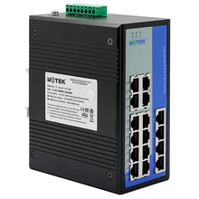 Load image into Gallery viewer, UOTEK 16 Ports 10/100M RJ45 2 Layer Unmanaged Industrial Ethernet Switch DIN-Rail with IP40 Rating 110/220VAC UT-60416F-16T-BNF

