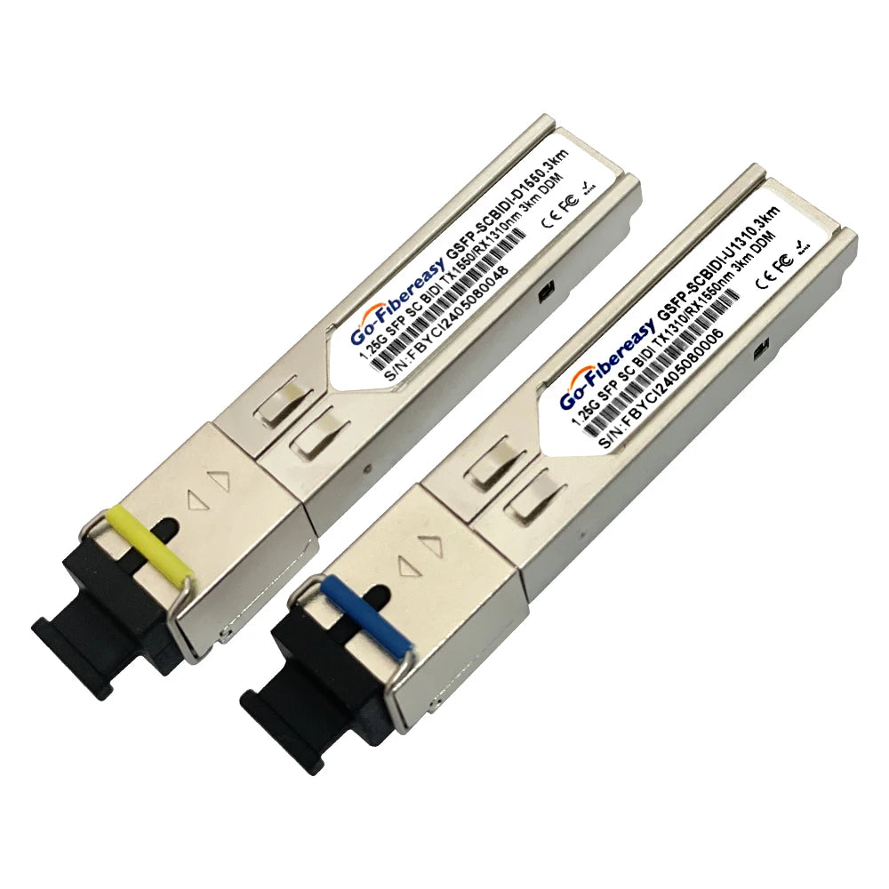 SFP SC BiDi 1G Transceiver Module 1.25G WDM Tx1310/Rx1550nm 3km/10km/20km DDM Compatible with Miktotik/TP-Link/Ubiquiti