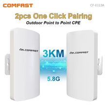 Load image into Gallery viewer, Comfast 300Mbps Outdoor WiFi Bridge 5G CPE Wifi Router 3KM Wifi Singal Extender Access Point 48V POE Antenna 2pcs
