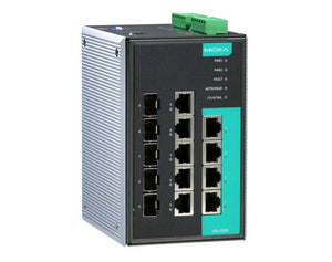 Moxa EDS-G509/EDS-G509-T Industrial Ethernet L2 managed switch with industrial-grade reliability, network redundancy, based on IEC 62443