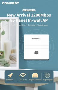 Comfast 4pcs 300Mbps In-wall AP 2*2dBi RJ45 USB Port Wireless Access point + 1pc AC Router Gateway for Hotel Villa PUB Company