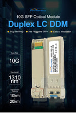 Load image into Gallery viewer, 10G SFP LR 1310nm 10km LC Optical Module Single-Mode Fiber 10GBASE-LR SFP+ Transceiver For Dell/Extreme/Netgear Switch
