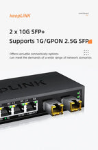 Load image into Gallery viewer, KeepLiNK 6-Port Multi-Gigabit Switch with 4-port 2.5Gb RJ45 and 2-port 10G SFP+ Unmanaged Plug and Play KP-9000-6XH-X2
