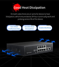 Load image into Gallery viewer, Comfast 10 ports 10/100/1000 Gigabit Ethernet Network POE Switch with 48V Power Supply 16Gbps switching capacity CF-SG181P
