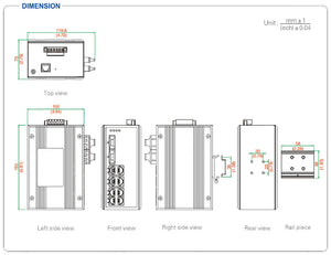 UOTEK 6 Ports RJ45 Industrial Network Managed Ethernet Switch DIN-rail 2 Fibers 100M Single Mode SC UT-62208F-6T2SC-MNF