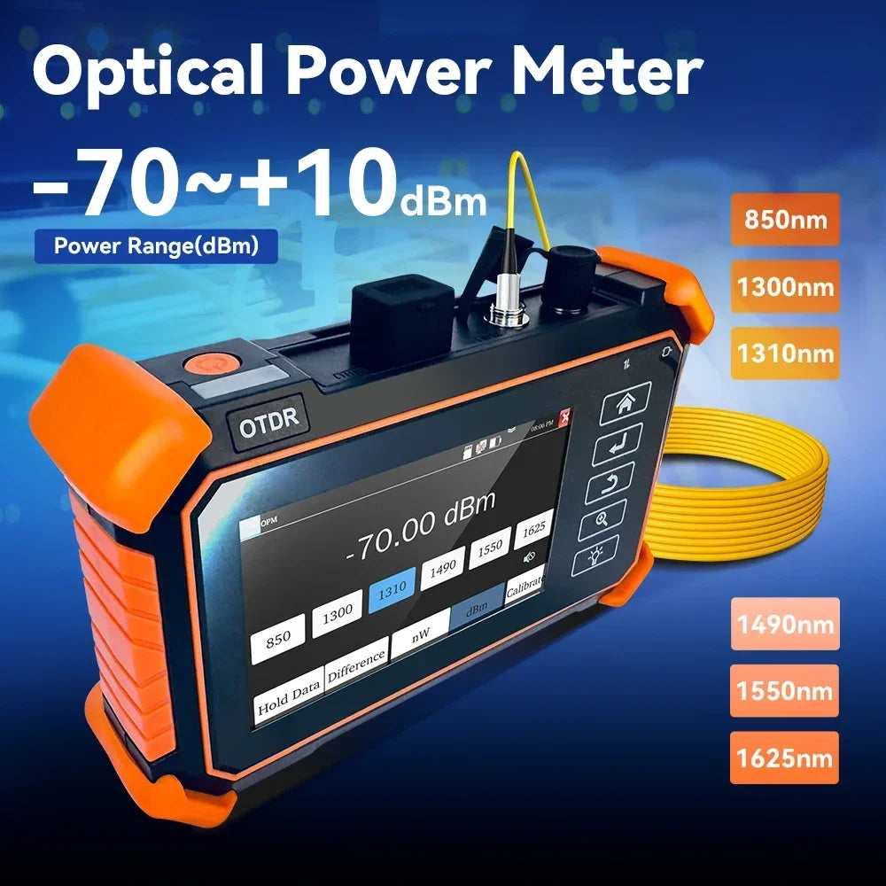 Tahlitech Mini OTDR Optic Otdr Optical Reflector Tester 1310/1550nm 26/24dB Optical Reflectometer Touch Screen OPM VFL