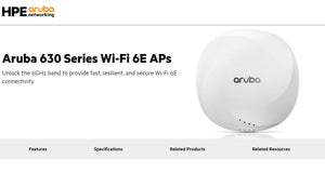 Aruba Networks AP-635 / IAP-635 (RW) APIN0635 Indoor Access Point 802.11ax Wi-Fi 6E OFDMA 2x2:2 MIMO 7.8 Gbps 6 GHz band WPA3