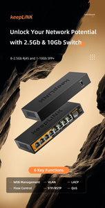 KeepLiNK 8-Port 2.5GbE Managed Ethernet Switch with 1*10Gb SFP+ Uplink LACP Support, High-Speed Connectivity, KP-9000-9XHML-X