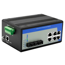 Load image into Gallery viewer, UOTEK 8 Port Network Managed Industrial Fast Ethernet Switch Custom DIN-rail 2 Fibers 100M Single Mode RJ45 Port UT-62208F-6T2SC-MNF
