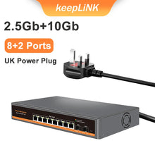 Load image into Gallery viewer, KeepLiNK 10-port Multi-gigabit unmanaged Ethernet switch with 8 x IEEE 802.3af/at PoE+ Ports and 2 x 10Gb SFP+ Uplink 10XHP-X2
