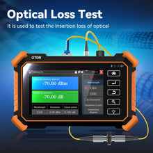 Load image into Gallery viewer, Tahlitech Mini OTDR Optic Otdr Optical Reflector Tester 1310/1550nm 26/24dB Optical Reflectometer Touch Screen OPM VFL
