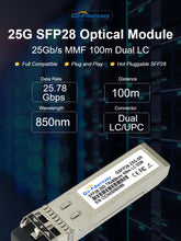 Load image into Gallery viewer, 25Gb SR SFP28 Optical Module Multi-mode 25GBASE-SR 850nm 100m Dual LC SFP+ Transceiver For Mellanox,Intel,Mikrotik,Fiber Switch
