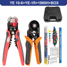 Load image into Gallery viewer, Crimping Pliers Set Toolkit Ferrule Pin Terminal Connectors Mini Adjustable Ratchet Electricians Hexagonal Toolbox Kit YE 10-6
