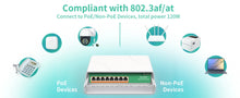 Load image into Gallery viewer, REIDUBO Outdoor 8 Port Gigabit PoE Switch, Waterproof, IEEE802.3af/at Unmanaged Network Switch 120W, Plug &amp; Play (Only US Plug)

