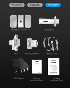 11km 900Mbps 5.8G Outdoor Long Range Wireless AP Bridge Wifi CPE Access Point 26dBi Antenna Wifi Nanostation Street Router