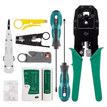 Load image into Gallery viewer, 11Pcs Portable LAN Network Tool Set Wear Resistant Computer Network Repair Tool Kit Crimping Maintenance Tool Set for Home Office
