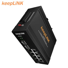 Load image into Gallery viewer, keepLiNK 10/100/1000m 10 Ports Managed PoE Industrial Ethernet Switch IP40 2 Fiber Ports 8 RJ45 Port Network Switch for CCTV Camera

